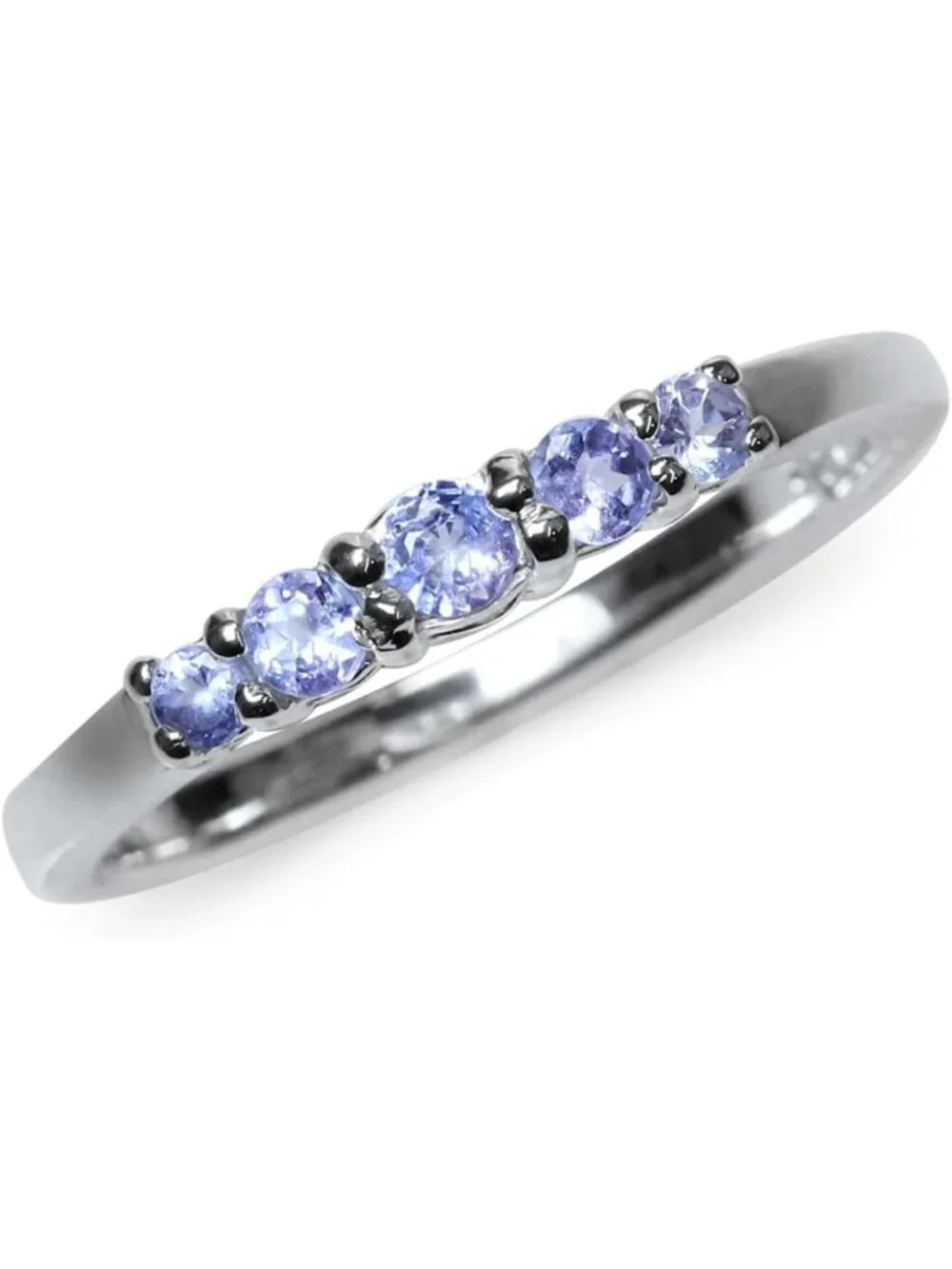 Minimalist 5-Stone Round Gemstone Stackable Ring in White/Yellow Gold Plated 925